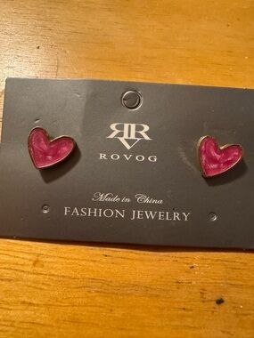 Rovog Gold Tone Pink Enameled Earrings